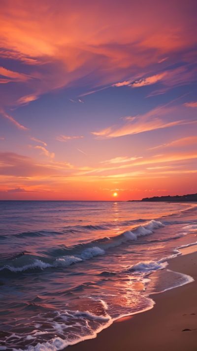 Sunset on the beach for phone wallpaper