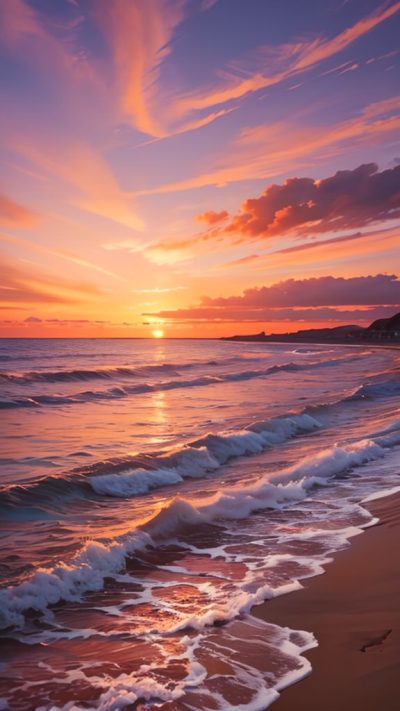 Sunset on the beach for phone wallpaper