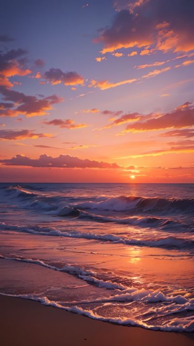 Sunset on the beach for phone wallpaper