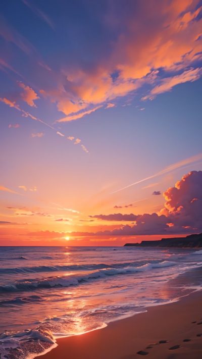 Sunset on the beach for phone wallpaper