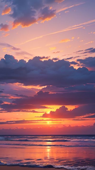 Sunset on the beach for phone wallpaper