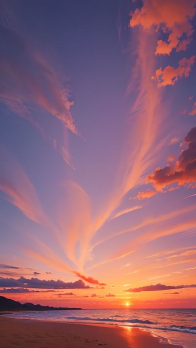 Sunset on the beach for phone wallpaper