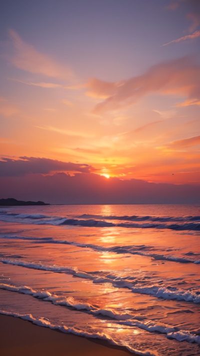 Sunset on the beach for phone wallpaper