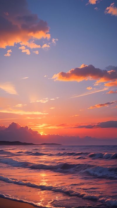 Sunset on the beach for phone wallpaper