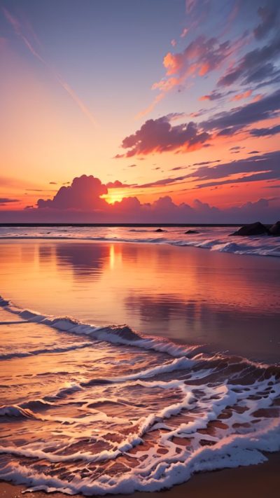 Sunset on the beach for phone wallpaper