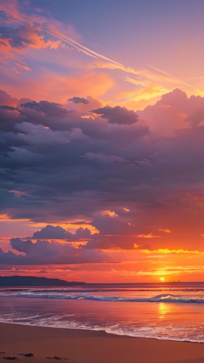 Sunset on the beach for phone wallpaper