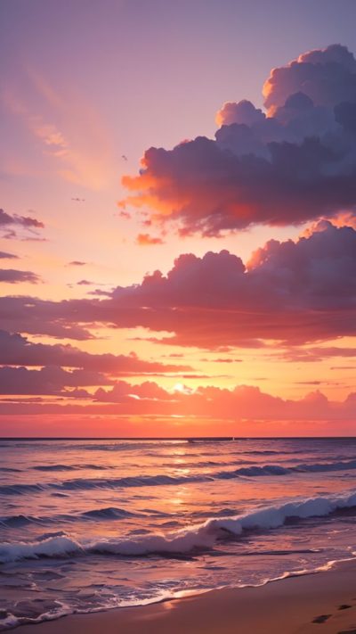 Sunset on the beach for phone wallpaper