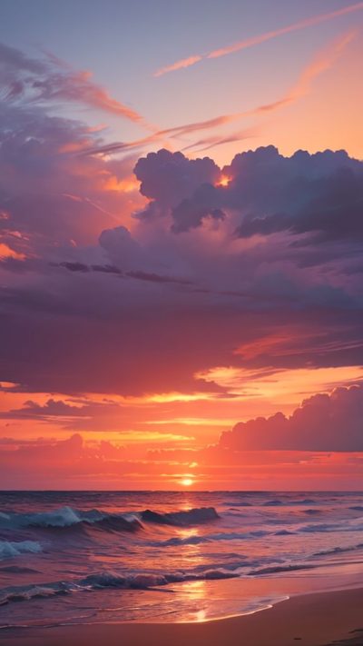 Sunset on the beach for phone wallpaper