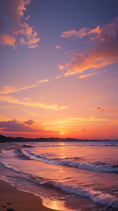 Sunset on the beach for phone wallpaper