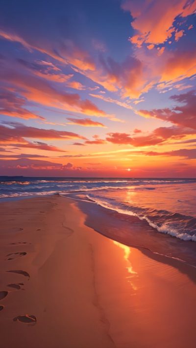 Sunset on the beach for phone wallpaper