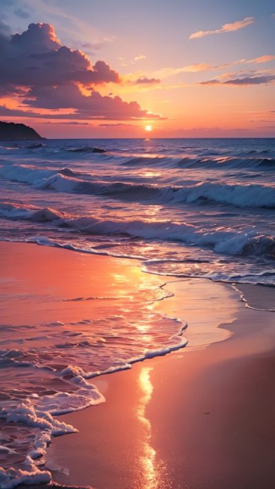 Sunset on the beach for phone wallpaper