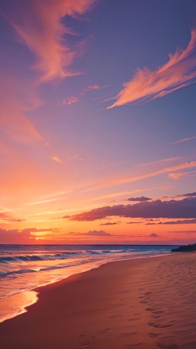 Sunset on the beach for phone wallpaper