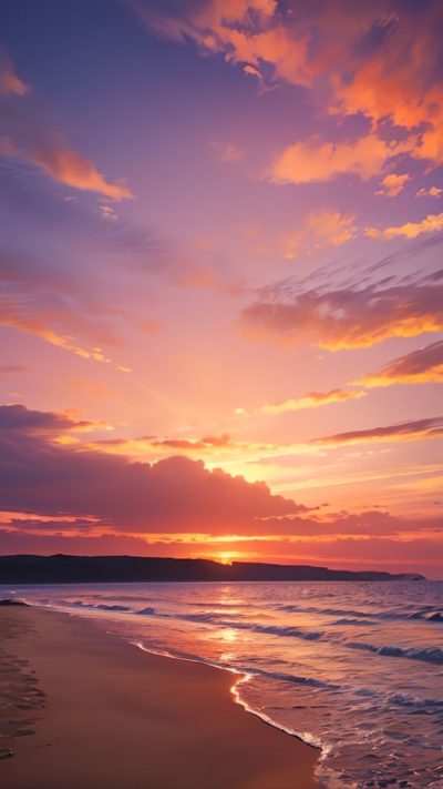 Sunset on the beach for phone wallpaper