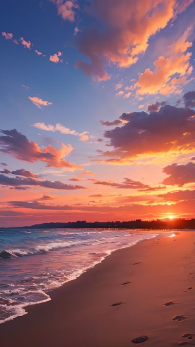 Sunset on the beach for phone wallpaper