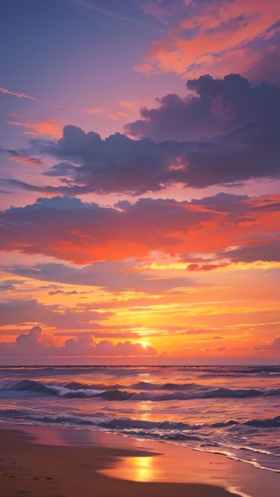 Sunset on the beach for phone wallpaper