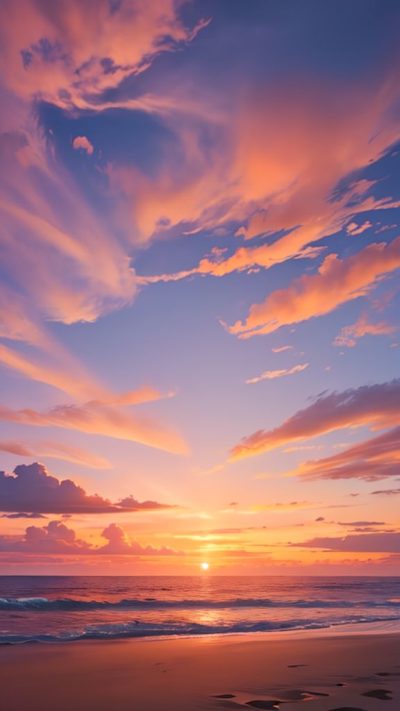 Sunset on the beach for phone wallpaper