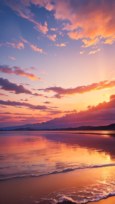 Sunset on the beach for phone wallpaper