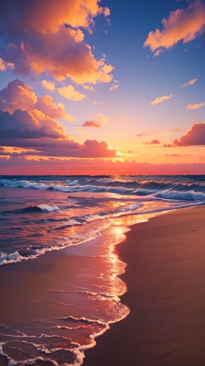 Sunset on the beach for phone wallpaper