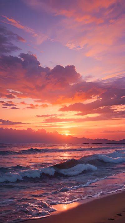 Sunset on the beach for phone wallpaper
