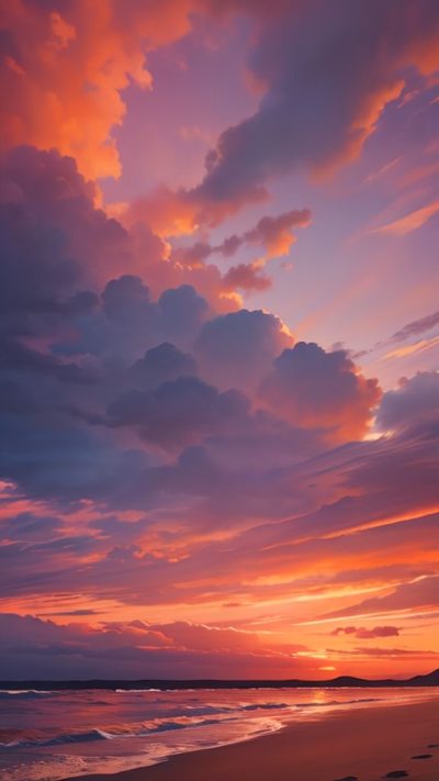 Sunset on the beach for phone wallpaper