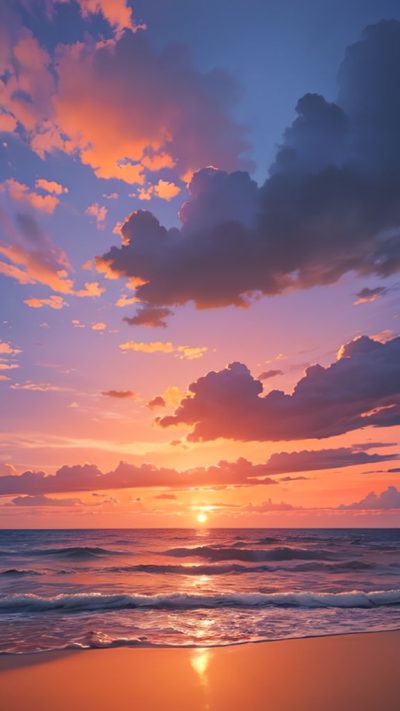 Sunset on the beach for phone wallpaper