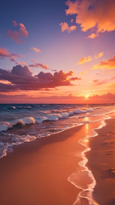 Sunset on the beach for phone wallpaper