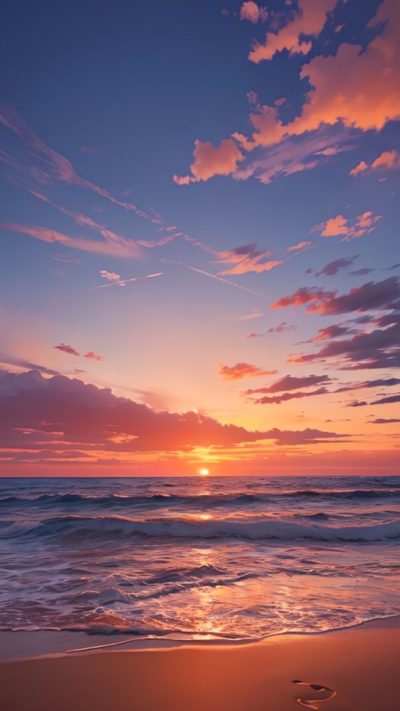 Sunset on the beach for phone wallpaper