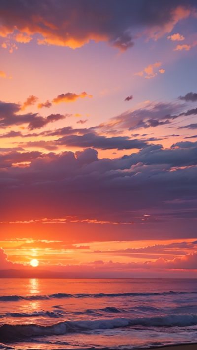 Sunset on the beach for phone wallpaper